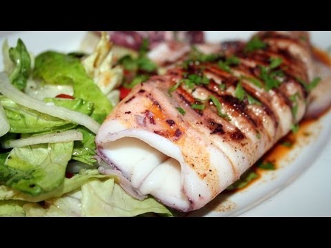 Pan seared squid traditional spanish style