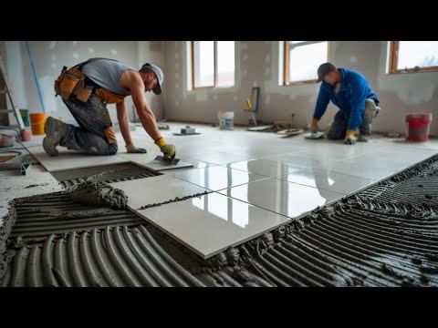 Close Up of The Large Format Tiles Laying Process \ The Journey To Create The Perfect Floor