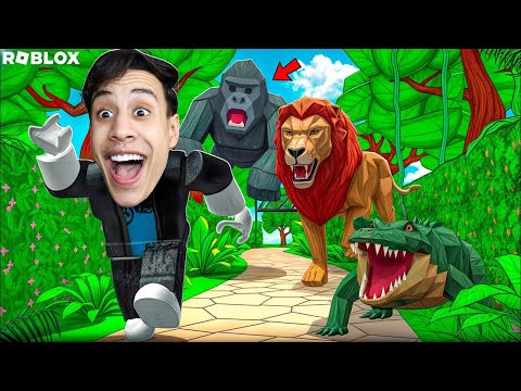 تحدي صيد الحيوانات المفترسة في روبلوكس 😂🐵🦓!!