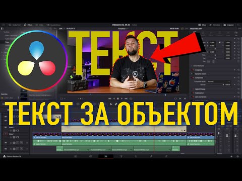 ТЕКСТ за объектом в Davinci Resolve