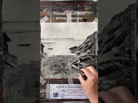 Polzeath, Cornwall - willow charcoal drawing on Khadi paper. #artwork #art #drawing