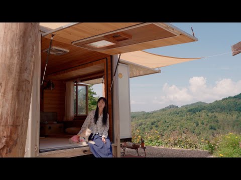 ⛰️산정상에서 추석에 강아지와 둘이 보내는 추석 트럭 캠핑🚛 | 삼색전과 잡채 | 영월 황메밀밭 그림그리기