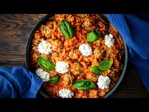 One-Pot Italian Meatballs and Orzo - Easy Weeknight Dinner