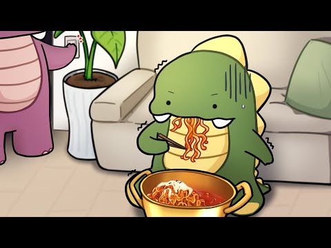 🔥새벽에 몰래 불닭볶음면 먹는 공룡🔥