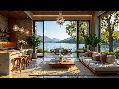Relaxing Jazz in a Tranquil Lake House ☀️ Peaceful Jazz Music for Warm Morning Ambience