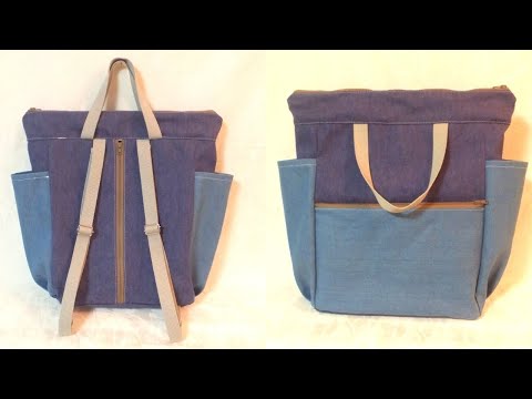 中身が取り出しやすい  トートリュック の作り方 ／ Tote Backpack Tutorial.