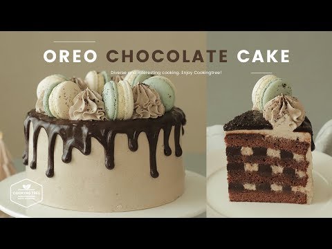 오레오 초콜릿 가나슈 케이크 만들기, 버터크림 케이크 : Oreo Chocolate Butter cream Cake : オレオチョコレートケーキ | Cooking ASMR