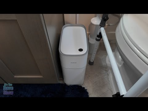 self opening trash can small for bathrooms
