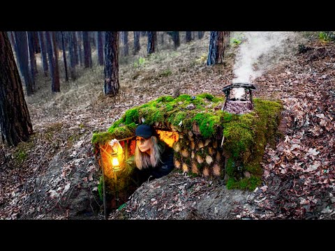 Building the Survival Dugout. Bushcraft. Survival. Warm Dugout