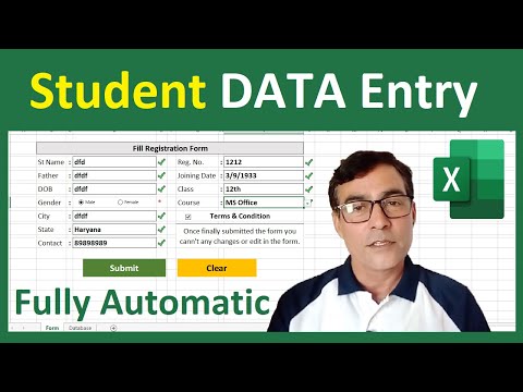 Fully Automatic Data Entry form in excel | Student data entry software in excel