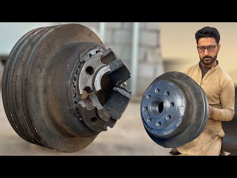 A Genius Mechanic Rebuilding Crankshaft Broken Pulley Nut With Amazing Skills in Workshop