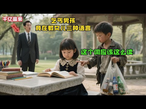 億萬富翁看到7歲乞丐男孩正在教女兒三門外語，他的反應出乎所有人預料！#情感故事#故事分享 #溫情故事#正能量