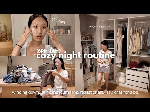 cozy night routine 🌙 unwind with me, folding laundry, cleaning around the apartment