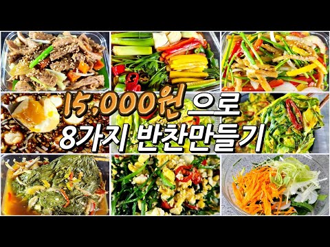 식비절약!! 15,000원으로 8가지 반찬만들기/반찬/밑반찬/도시락/일주일반찬/dishes recipe