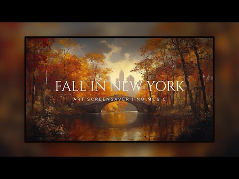 TV Screensaver | Autumn Bridge: Fall Serenity in Central Park – 1 Hour of Relaxing Art