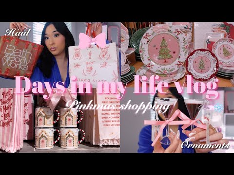 VLOG 🎀🎄: pinkmas shopping, cutesy haul, Aldi trip, visiting family & all the cute vibes
