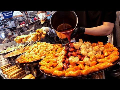 Amazing Street Food Skill✨ Korean Hand-made Fish Cake Tteokbokki Market in Seoul 광장시장 은석이네 수제어묵