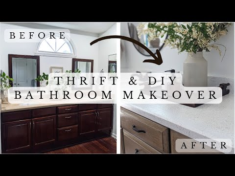 Thrift & DIY Bathroom Makeover / Easy, Budget, No-Demo Makeover / Daich SpreadStone Countertops!