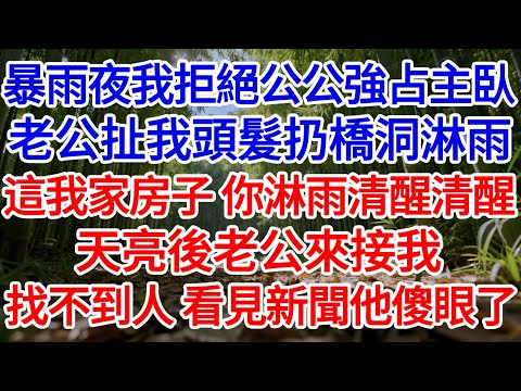 暴雨夜我拒絕公公強占主臥！老公扯我頭髮扔橋洞淋雨：這是我家的房子，你淋雨清醒清醒。天亮後老公來接我，找不到人看見新聞他傻眼了！#為人處世#生活經驗#情感故事#故事#小說#戀愛#情感#婚姻