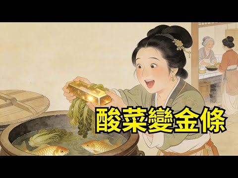 婆婆偏心，將家中臘肉全給了大嫂，只分給二媳壹缸發酸的腌菜。二媳清洗菜缸時，缸底淤泥裏竟躍出壹條金鱗鯉魚，鯉魚開口：“好心人，這缸是聚寶盆，酸菜化金條！”【故事便利店】#民間故事#傳統故事#故事頻道