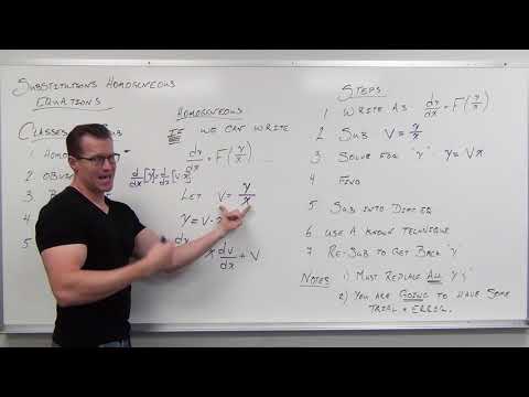 Substitutions for Homogeneous First Order Differential Equations (Differential Equations 20)