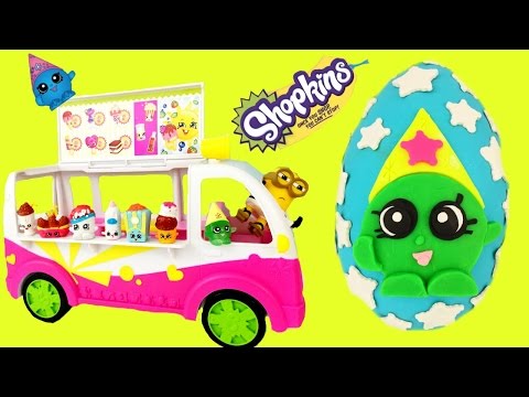 Shopkins Season 3 Scoops Ice Cream Truck! Snow Crush Play Doh Surprise Egg!