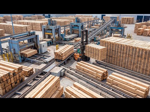 Inside the Pine Wood Sawmill Factory – How Pallet Wood & Particle Board Are Made for Furniture