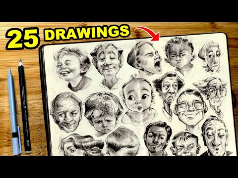 25 Expression Drawings Using ONLY PENCIL!