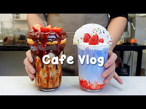 🤗1시간 카페 브이로그 모음/도넛 라떼🍹지치고 힘들 땐 음료 ASMR로 힐링해요/카페브이로그/Cafe Vlog/ASMR/Tasty Coffee