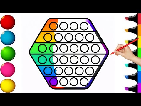 How to draw Rainbow Little hexagonal pop It| Draw And Color A hexagonal Shape /Step by step Drawing