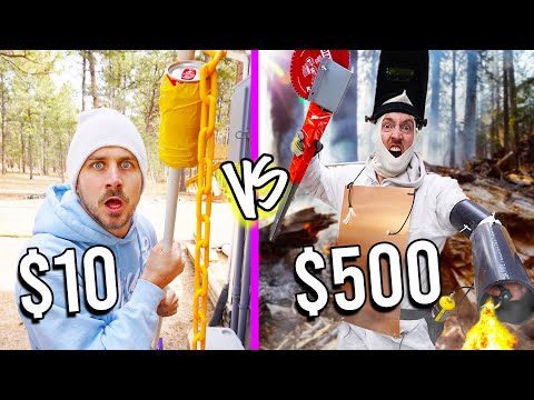 $10 VS $500 SURVIVAL WEAPONS! *Budget Challenge*