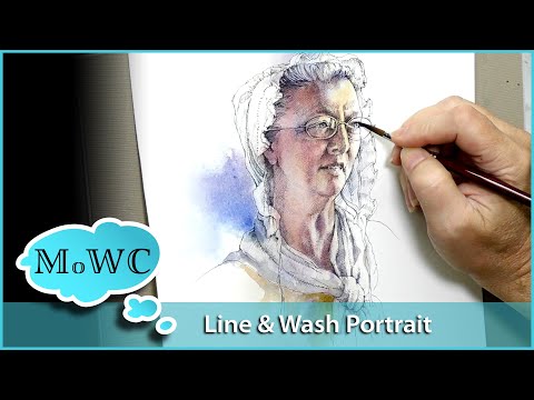 Portrait in Line & Wash with Loose Color – Inktober 2019