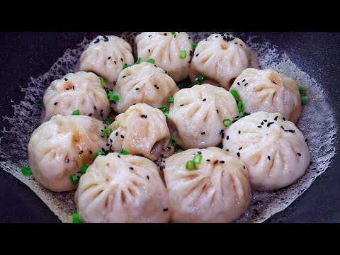 【馮小廚】一碗麵粉做25個水煎包，口感酥脆爆汁，一家七口一頓吃光光！