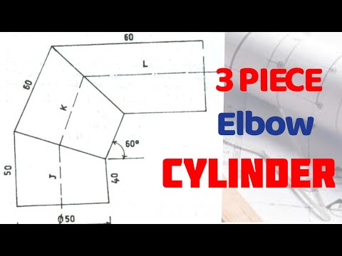 Development of 3 piece Cylindrical Elbow in | Technical drawing | Engineering drawing