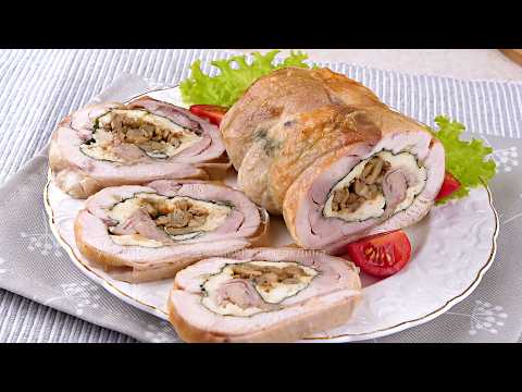🍗Chicken Roll (from a whole chicken) with Adyghe cheese, mushrooms and spinach for the festive ta...