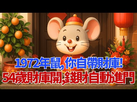 你不是凡人！1972年屬鼠人，你「自帶財庫」！54歲之後「財庫大開」，錢財自動湧進門，後半生註定享福！#1972年屬鼠 #屬鼠運勢 #2026年運程 #生肖鼠 #招財 #偏財運 #壬子年鼠 #貴人運