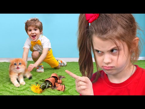 Eva and little brother lost the cat