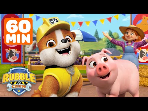 Rubble Helps Farmer Zoe & Builds a Farm Animal Hotel! w/ Mix & Wheeler | 1 Hour | Rubble & Crew