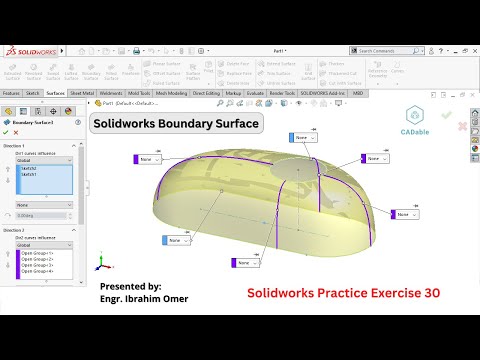 Solidworks Boundary Surface | Solidworks Practice Exercise 30 | Boundary Surface with Guide Curves