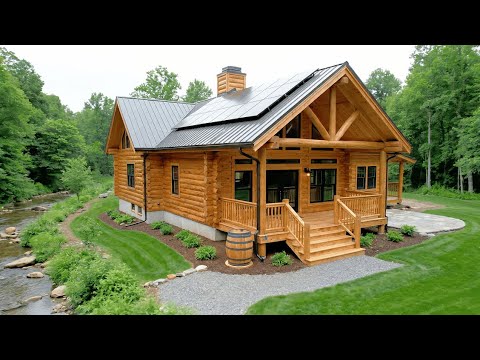 Building an Off Grid Tiny Cabin Alone Deep in the Forest Start to Finish
