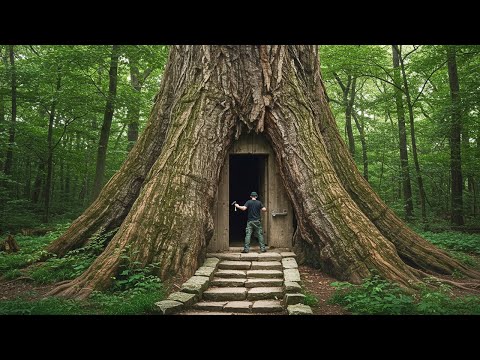 I Transformed a Giant Tree Stump into a Cozy Survival Shelter for 5 Days