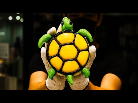 亀のキャンディー！？日本の有名手作りキャンディー店パパブブレの金太郎飴の作り方！Handmade Candy！　Japanese Street Food