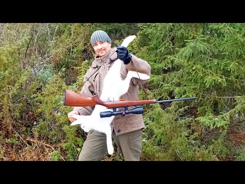 ОХОТА НА ЗАЙЦА С МЕЛКАШКОЙ ПО ПЕРВОМУ СНЕГУ / ПОВЕЗЛО НАЙТИ ЛЁЖКУ / СИДИТ ДО ПОСЛЕДНЕГО ХИТРЫЙ КОСОЙ