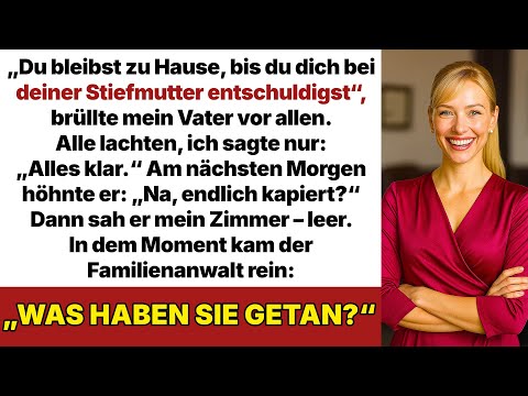 Mein Vater zwang mich, mich bei seiner neuen Frau zu entschuldigen, doch dann platzte sein Deal.