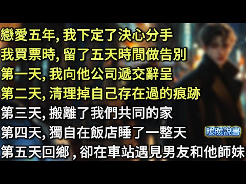 戀愛五年，我下定了決心分手。買票時留了五天時間做告別。第一天，我遞交了辭呈；第二天，清理掉自己存在過的痕跡；第三天，搬離了我們共同的家第四天，獨自在飯店睡了一整天；第五天回鄉，卻在車站遇見男友和他師妹