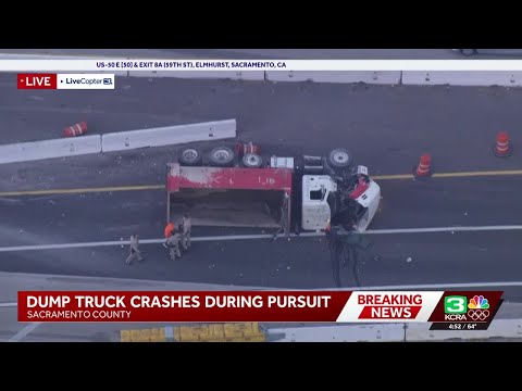 Dump truck driver detained after Sac County pursuit ends in crash
