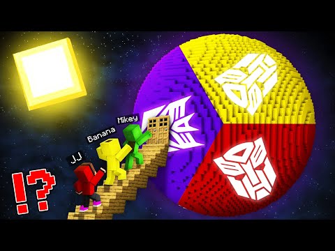 JJ and Mikey and Banana Kid Found Road To Optimus Prime , Bumblebee , Megatron PLANET minecraft Maiz