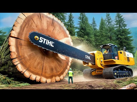 Extreme Dangerous Fastest Big Chainsaw Cutting Tree Machines | Monster Stump Removal Excavator #11