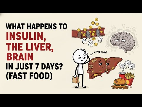 What happens to insulin, the liver, and the brain when you eat fast food for 7 days?