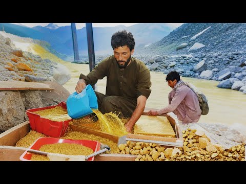 Amazing process of gold mining in mountains - real pure gold mining 
